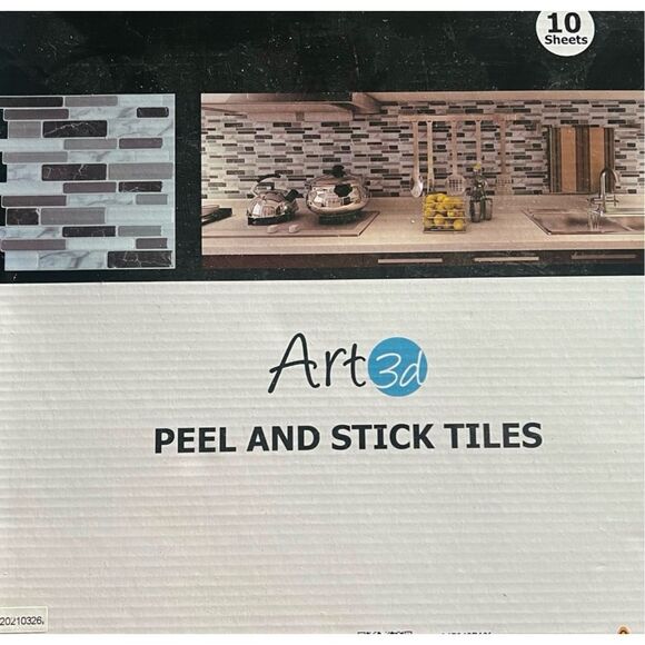 Art3d 10-Sheets Peel & Stick Kitchen Backsplash Tiles 12x12 Self-Adhesive Marble - Picture 3 of 6
